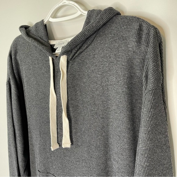 J Crew Charcoal Gray Waffle Henley Hoodie Size Large - Picture 4 of 6